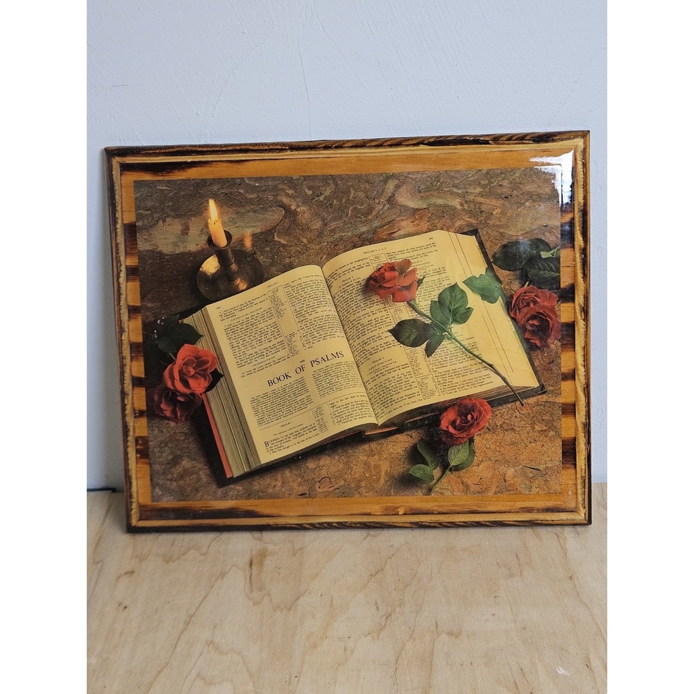 Vintage Bible Psalms Wall Plaque Roses Cottagecore Farmhouse Christian Decor